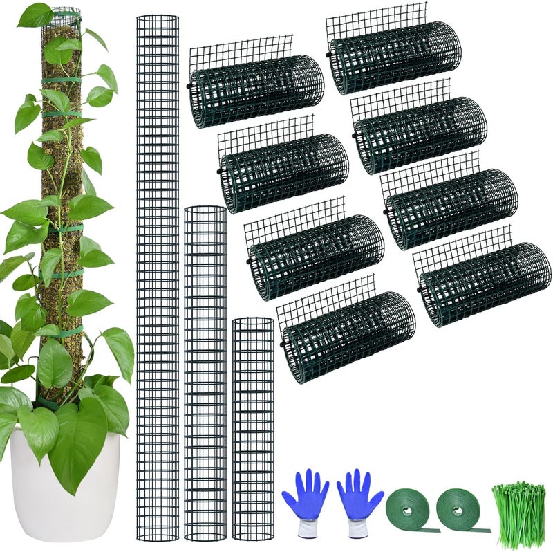 chicarry Moss Pole DIY Kit, 26.3ft Moss Pole for Plants Monstera, 8pcs 8.3in×3.3ft Steel Wire Mesh with Ties, Max Make 13Pcs 24" Sphagnum Moss Pole, Mesh Moss Poles (26.3ft Wire Mesh Without Plier) - Image 1